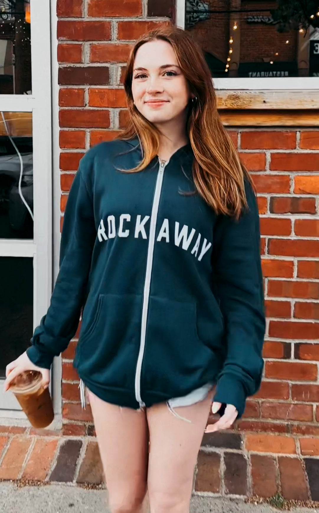 Rockaway Atlantic Blue Zip Up Adult Hoodie