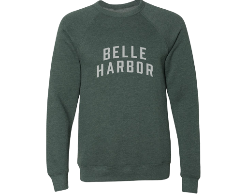 Belle Harbor Adult Crew Neck Sweatshirt in Heather Forest