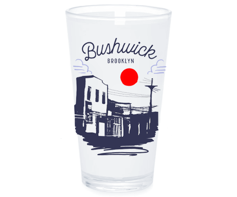 Bushwick Brooklyn Sketch Pint Glass