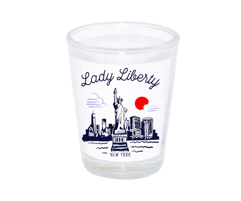 Statue of Liberty Manhattan Sketch Shot Glass