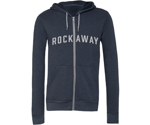 Rockaway Heather Navy Zip Up Adult Hoodie