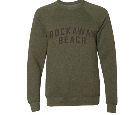 Rockaway Beach Adult Crew Neck Sweatshirt in Heather Olive