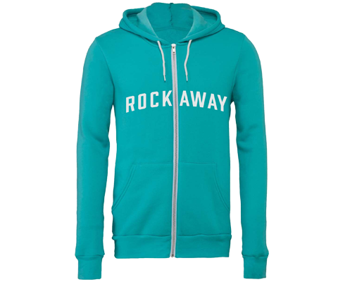 Rockaway Aqua Zip Up Adult Hoodie