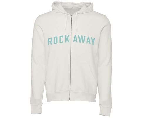 Rockaway Vintage White Zip Up Adult Hoodie
