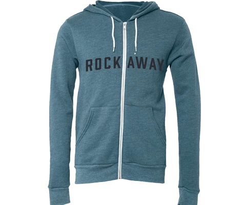 Rockaway Heather Blue Lagoon Zip Up Adult Hoodie
