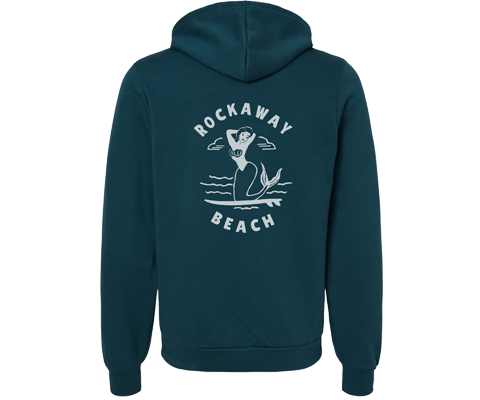 Rockaway Surfer Mermaid Adult Hooded Sweatshirt in Atlantic Blue/Green