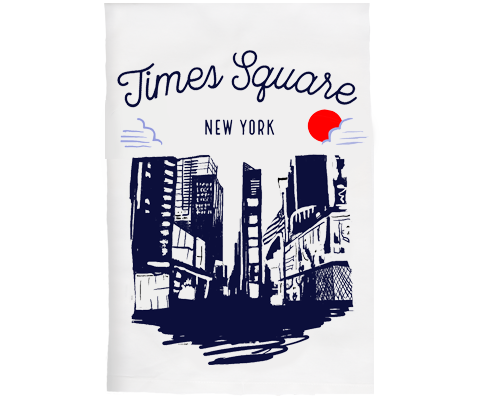 New York Times Square Manhattan Sketch Kitchen Tea Towel