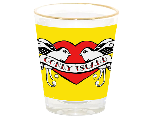 Coney Island Lovebirds Shot Glass