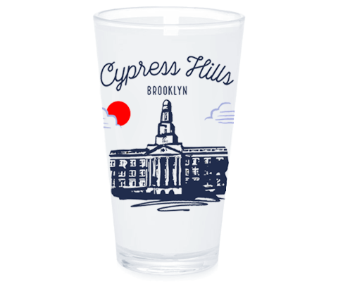 Cypress Hills Brooklyn Sketch Pint Glass