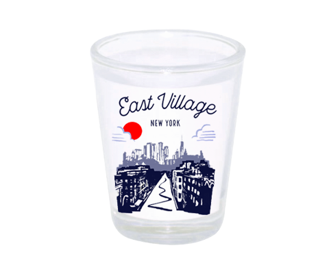 East Village Manhattan Sketch Shot Glass