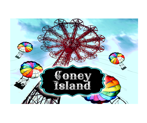 Coney Island Rainbow Parachute Brooklyn Postcard