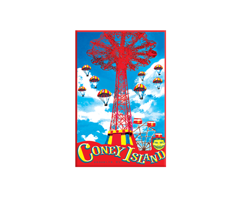 Red Parachute Drop Coney Island New York Magnet