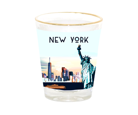 Staten Island Ferry Skyline New York Shot Glass