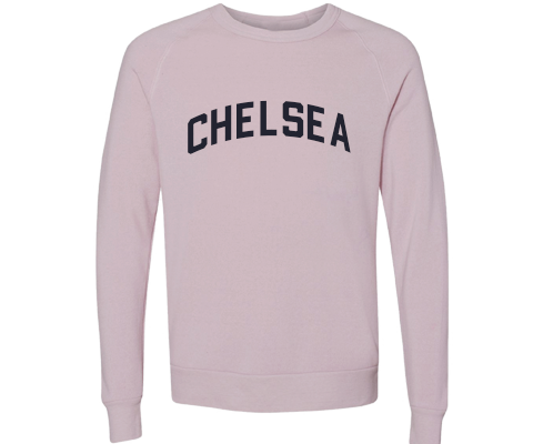 Chelsea Staten Island Crew Neck Pullover Sweatshirt in Dusty Rose