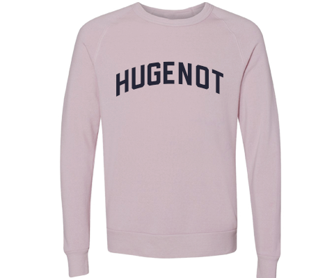 Hugenot Staten Island Crew Neck Pullover Sweatshirt in Dusty Rose