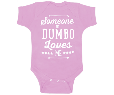 Someone in Dumbo Brooklyn Loves Me Onesie in Light Pink