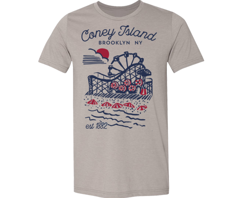 Coney Island Sketch Tee Shirt on Heather Stone