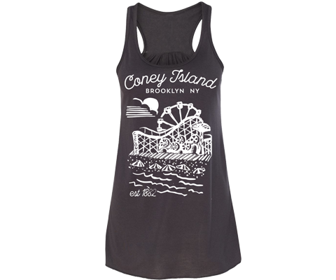 Retro coney island ladies tank top, handmade gifts for her made in Brooklyn NY