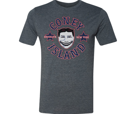 Coney Island t-shirt for adults vintage Steeplechase funny face on a blue t-shirt,Handmade gifts for everyone made in Brooklyn NY