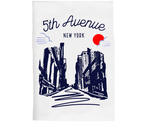 5th Avenue Manhattan Sketch Kitchen Tea Towel