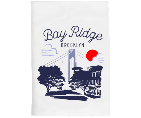 Bay Ridge Brooklyn Sketch Kitchen Tea Towel