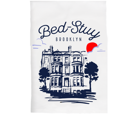 Bed-Stuy Brooklyn Sketch Kitchen Tea Towel