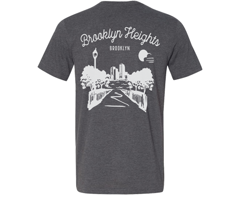 Brooklyn Heights Sketch Tee Shirt in Heather Grey (Design on Back)