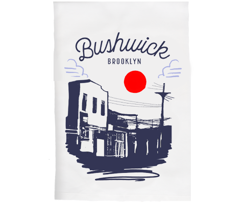 Bushwick Brooklyn Sketch Kitchen Tea Towel