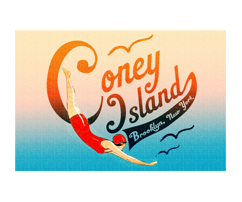 Coney Island Swimmer Brooklyn Postcard