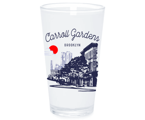 Carroll Gardens Brooklyn Sketch Pint Glass