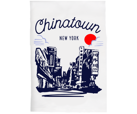 Chinatown Manhattan Sketch Kitchen Tea Towel