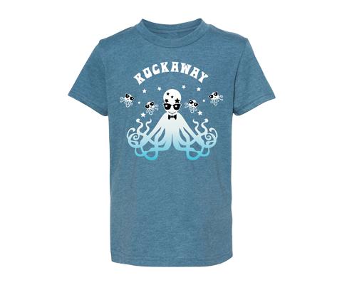 SALE $20- Rockaway Disco Squid on Heather Teal Kids Tee