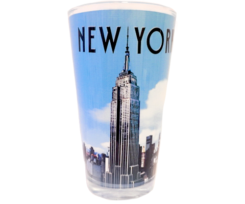 Empire State Building Blue Sky New York Pint Glass