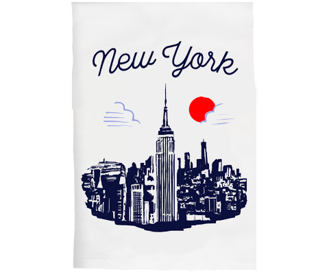 New York Empire State Building Manhattan Sketch Kitchen Tea Towel