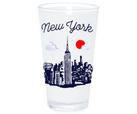 New York Empire State Building Manhattan Sketch Pint Glass