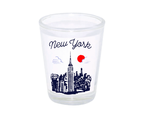 New York Empire State Building Manhattan Sketch Shot Glass