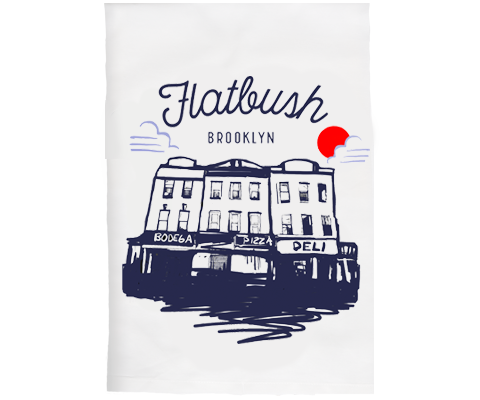Flatbush Brooklyn Sketch Kitchen Tea Towel