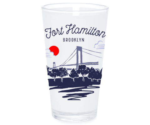 Fort Hamilton Brooklyn Sketch Pint Glass