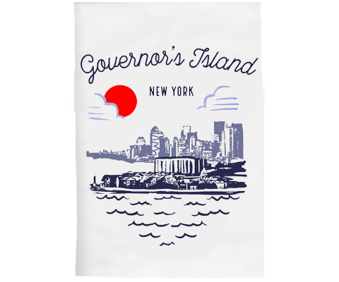 Governor's Island Manhattan Sketch Kitchen Tea Towel