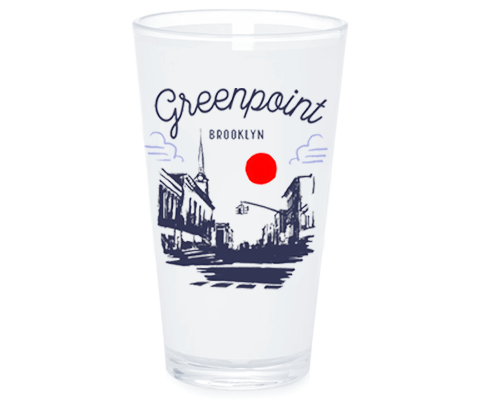 Load image into Gallery viewer, Greenpoint Brooklyn Sketch Pint Glass
