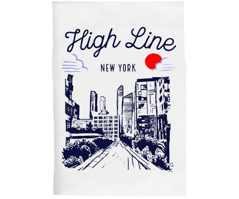 New York High Line Manhattan Sketch Kitchen Tea Towel
