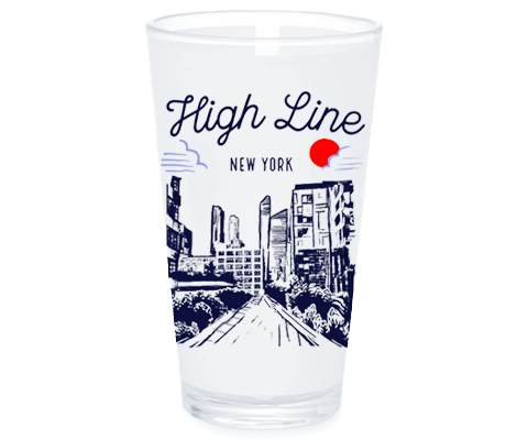 New York High Line Manhattan Sketch Pint Glass