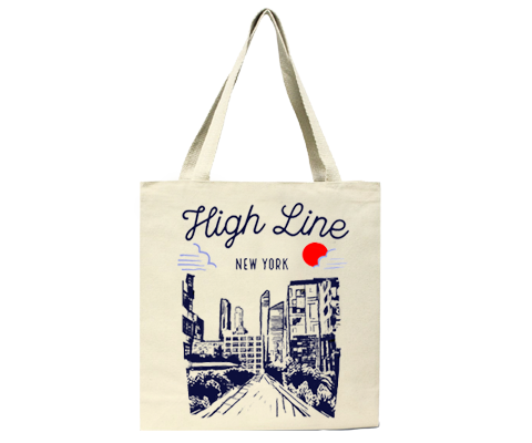 New York High Line Manhattan Sketch Tote Bag