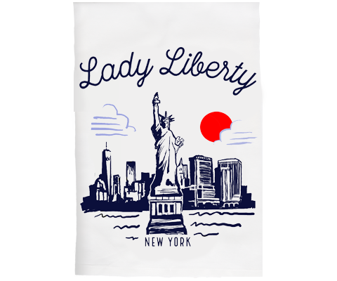 Statue of Liberty Manhattan Sketch Kitchen Tea Towel
