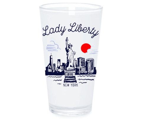Statue of Liberty Manhattan Sketch Pint Glass