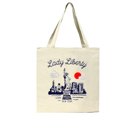 Statue of Liberty Manhattan Sketch Tote Bag