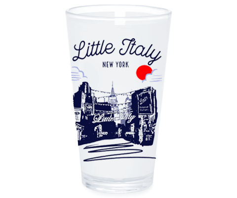 Little Italy Manhattan Sketch Pint Glass