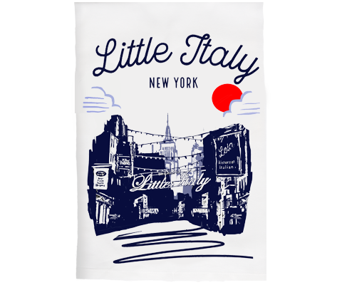 Little Italy Manhattan Sketch Kitchen Tea Towel