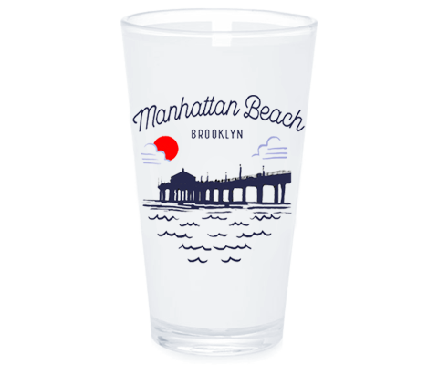 Manhattan Beach Brooklyn Sketch Pint Glass