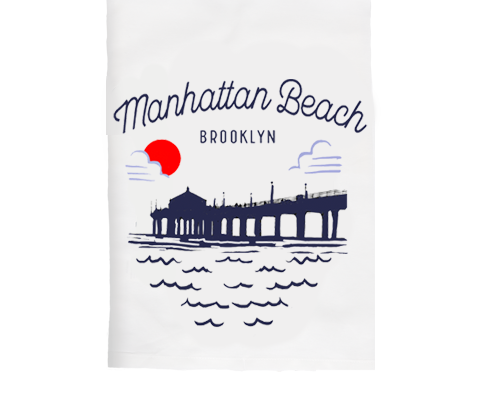 Manhattan Beach Brooklyn Sketch Kitchen Tea Towel